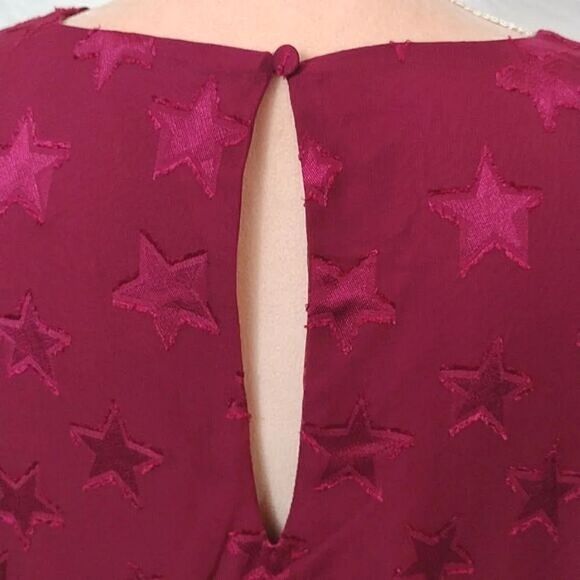 Torrid Burgundy Stars Clip Dot Chiffon Tiered Midi Dress Size 10 NWT - Picture 13 of 17